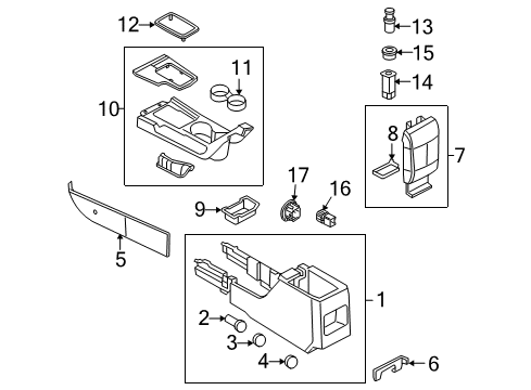 2007 Lincoln MKZ Console Console Assembly Diagram for 9H6Z-54045A36-AB