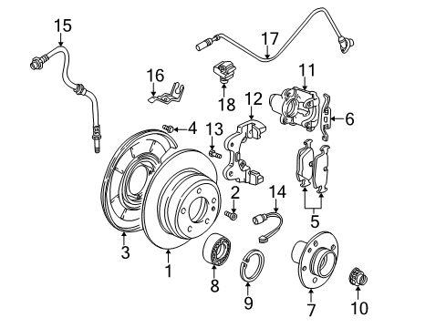 2002 BMW 330i Anti-Lock Brakes Protection Plate Left Diagram for 34211166107