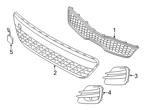 2017 Kia Rio Grille & Components Grille Assembly-Front Fog Diagram for 865261W700