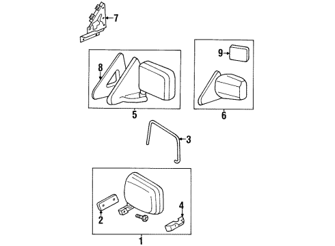 1997 Isuzu Rodeo Outside Mirrors Glass Assy., R. Door W/Defogger Diagram for 8-97102-908-0