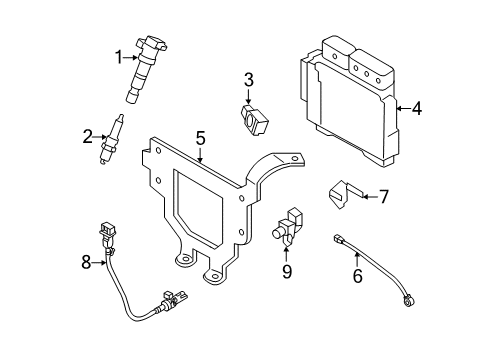 2011 Hyundai Elantra Powertrain Control Bracket-Knock & Injector Harness Diagram for 39251-2E500