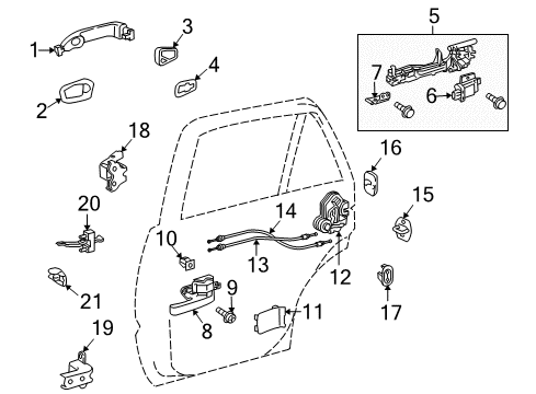 2011 Toyota Land Cruiser Rear Door - Lock & Hardware Cover Diagram for 69227-60060-A0