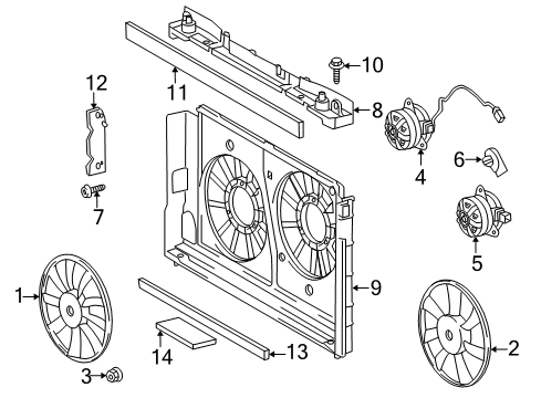 2015 Toyota Prius Plug-In Cooling Fan Motor, Cooling Fan Diagram for 16363-37020