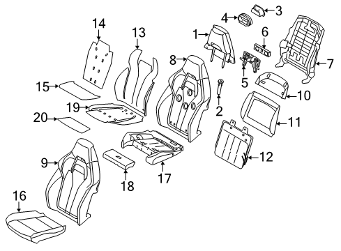 2015 BMW X5 Front Seat Components Heating Element, Comfort Seat, A/C Diagram for 52108060736