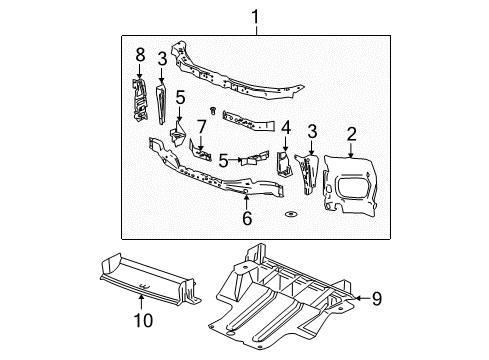 2007 Chevrolet Colorado Radiator Support Guide Diagram for 20772039