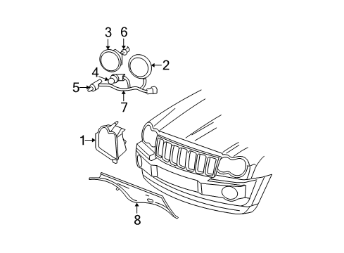 2006 Jeep Grand Cherokee Headlamps Lamp-Headlamp Park And Turn Diagram for 55156351AK