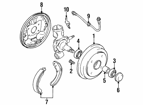 1996 Geo Metro Brake Components Bolt, Rear Wheel Hub Diagram for 96062532