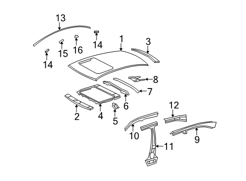 2007 Lexus LS460 Roof & Components, Exterior Trim Frame, Back Window Diagram for 63133-50040