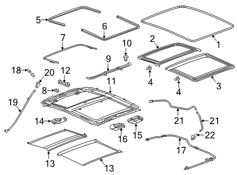 2019 Cadillac CT6 Sunroof Housing Diagram for 84352029