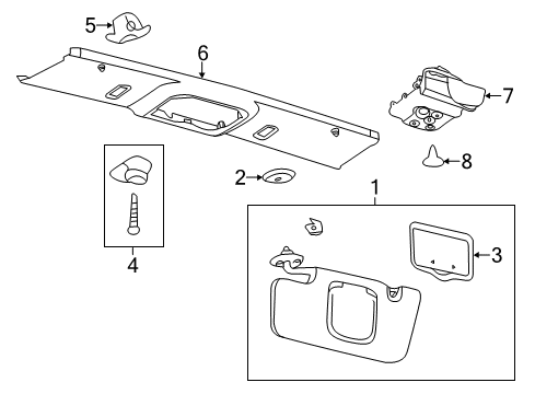 2014 Ford Mustang Interior Trim - Roof Sunvisor Diagram for DR3Z-7604104-AA