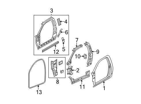 2010 Dodge Ram 1500 Uniside Seal-Door Opening Diagram for 55369282AB