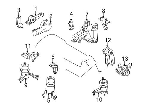 2017 Toyota Highlander Engine & Trans Mounting Strut Rod Diagram for 12363-0P220