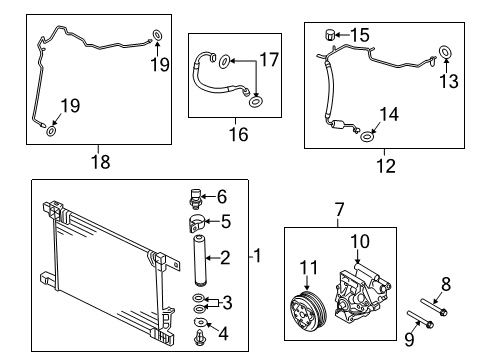 2015 Nissan Versa A/C Condenser, Compressor & Lines Hose-Flexible, High Diagram for 92490-9KB0A