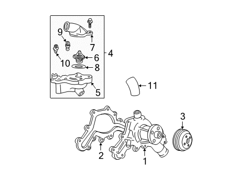 2003 Ford Explorer Sport Trac Water Pump Thermostat Housing Diagram for F7TZ-8594-A