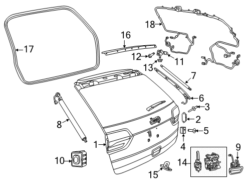 2017 Jeep Grand Cherokee Gate & Hardware Liftgate Hinge Diagram for 68299174AA