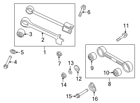 2019 Kia K900 Rear Suspension Components, Lower Control Arm, Upper Control Arm, Ride Control, Stabilizer Bar Bush-Rubber Diagram for 55258J6000