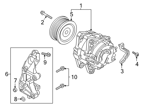 2019 Genesis G90 Alternator Generator Assembly Diagram for 37300-3L001