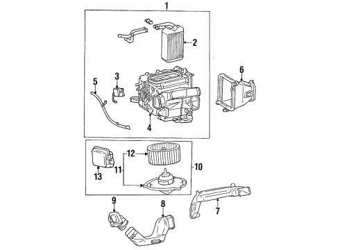 1997 Toyota Celica Heater Core & Control Valve Unit Sub-Assy, Heater Radiator Diagram for 87107-20540