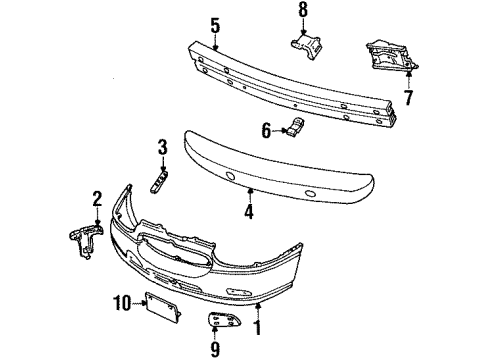 2001 Mercury Villager Front Bumper Bumper Cover Diagram for 1F5Z-17D957-AAA