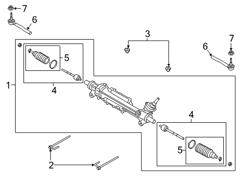 2020 Ford Ranger Steering Column & Wheel, Steering Gear & Linkage Inner Tie Rod Diagram for KB3Z-3280-A