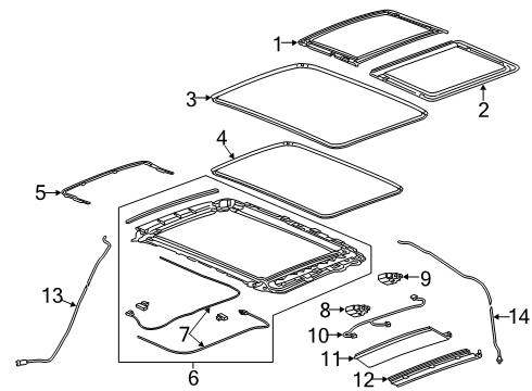 2022 Cadillac XT4 Sunroof Sunroof Frame Diagram for 84990051