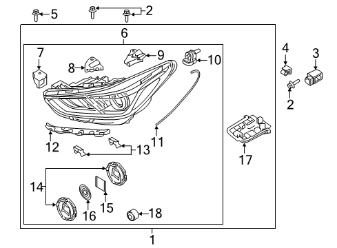 2018 Genesis G90 Headlamps Bolt-Washer Assembly Diagram for 1014506257B