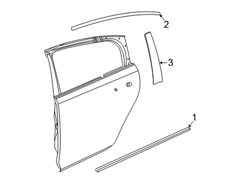 2022 Cadillac CT5 Exterior Trim - Rear Door Belt Molding Diagram for 84766775