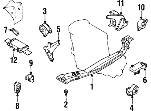 1998 Nissan Sentra Engine & Trans Mounting Bracket-Buffer, Front Diagram for 11356-58Y00