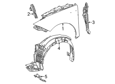 2018 Toyota Mirai Fender & Components Fender Liner Diagram for 53805-62010