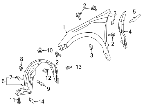 2009 Pontiac Vibe Fender & Components Fender Liner Diagram for 19183911