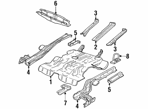 2000 Cadillac Catera Rear Floor & Rails PANEL, Rear Compartment Floor Diagram for 24412866