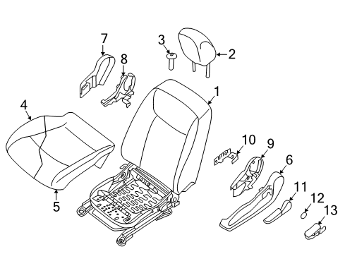 2017 Nissan Leaf Driver Seat Components Pad-Front Seat Cushion Diagram for 87361-3NF6B