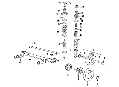 1990 Mitsubishi Galant Rear Axle, Ride Control, Suspension Components Cap-Rear Wheel Hub Diagram for MB515405
