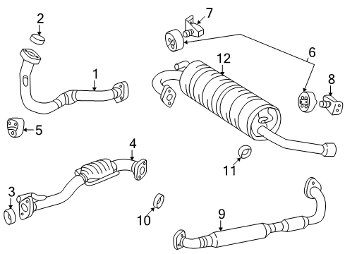 1999 Toyota RAV4 Exhaust Components Muffler & Pipe Diagram for 17430-7B040