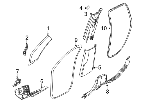 2019 Jeep Compass Interior Trim - Pillars, Rocker & Floor Panel-A Pillar Diagram for 7DR98DX9AB