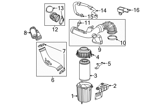 2016 Ram ProMaster 3500 Powertrain Control Clean Air Duct Diagram for 68190498AB