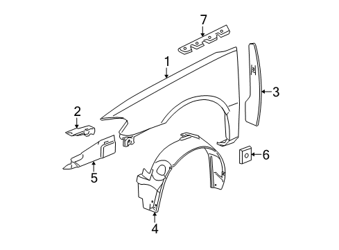 2006 Buick LaCrosse Fender & Components, Exterior Trim Fender Liner Diagram for 10363847