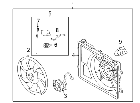 2012 Kia Rio Cooling System, Radiator, Water Pump, Cooling Fan Blower Assembly Diagram for 253801W101