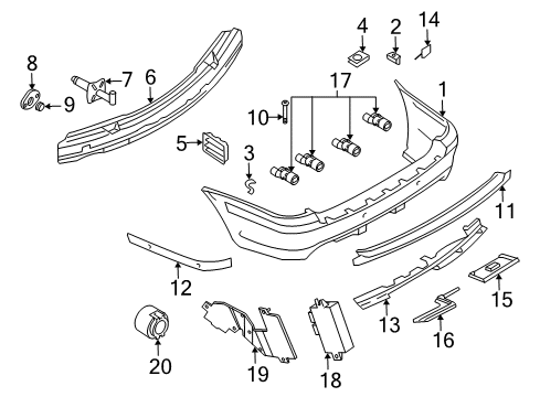 2000 BMW 323i Rear Bumper Cover, Lower Part Centre Diagram for 51127891916