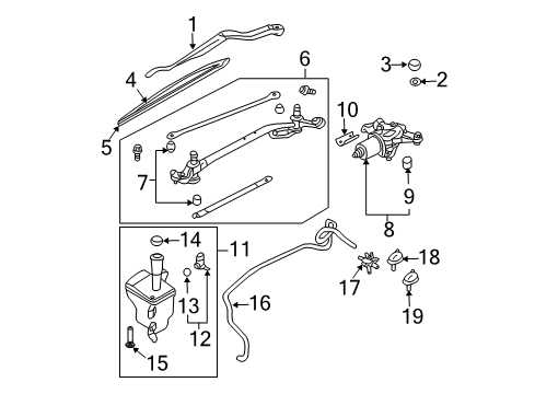 2003 Nissan Sentra Wiper & Washer Components Motor Assy-Windshield Wiper Diagram for 28810-5M000