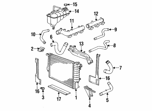 1992 BMW M5 Radiator & Components Coolant Expansion Tank Diagram for 17112227091