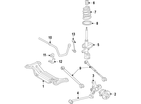 2010 Toyota Highlander Rear Suspension Components, Stabilizer Bar Coil Spring Diagram for 48231-0E120