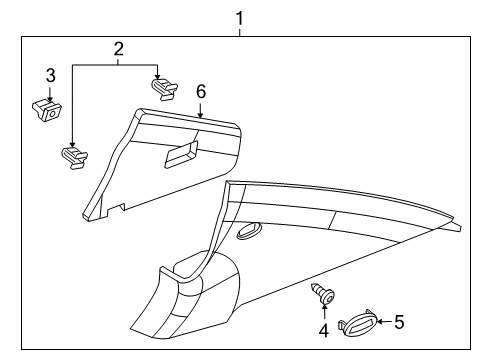 2012 Chevrolet Cruze Interior Trim - Quarter Panels Upper Quarter Trim Diagram for 94556884