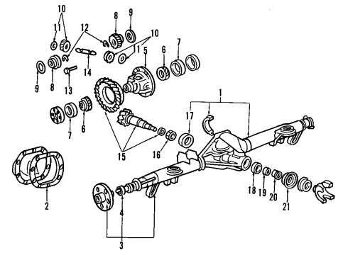 1996 Ford Mustang Rear Axle, Differential, Propeller Shaft Slip Yoke Diagram for F6ZZ-4841-BA