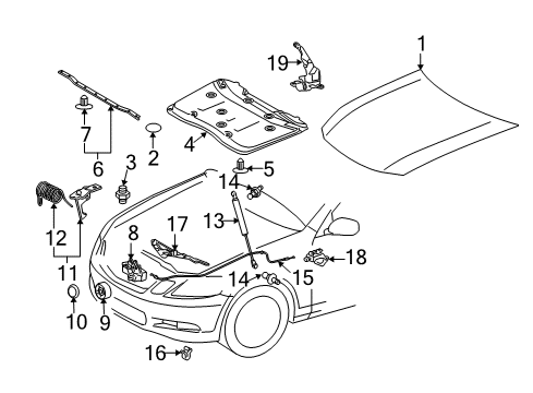 2010 Lexus GS460 Hood & Components Hook Assy, Hood Auxiliary Catch Diagram for 53550-30180