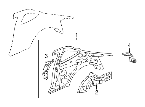 2005 Acura RSX Inner Structure - Quarter Panel Wheelhouse, Right Rear Diagram for 64330-S6M-A50ZZ