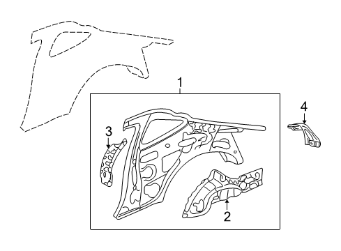 2005 Acura RSX Inner Structure - Quarter Panel Wheelhouse, Left Rear Diagram for 64730-S6M-A50ZZ