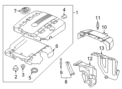2012 Cadillac CTS Engine Appearance Cover Rear Insulator Diagram for 12639005