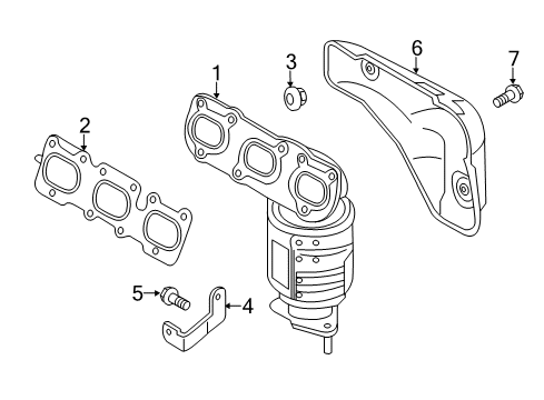 2015 Hyundai Santa Fe Exhaust Manifold Exhaust Manifold Catalytic Assembly, Left Diagram for 28510-3CFS0