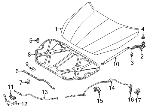 2014 Kia Cadenza Hood & Components Lifter-Hood, LH Diagram for 811613R050DS